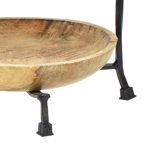 Floristik24 Dvoupatrový stojan na dort Dřevo Přírodní kov Černá Ø19cm H40cm