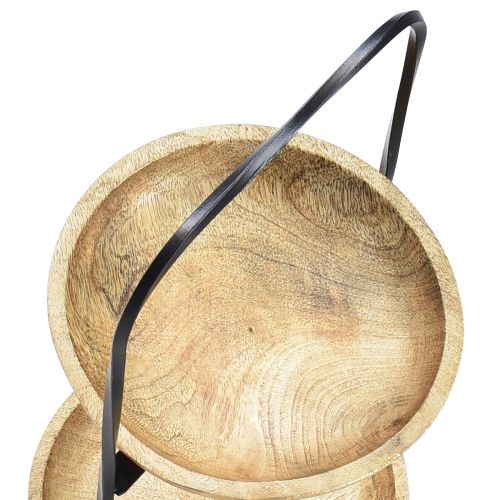 Floristik24 Dvoupatrový stojan na dort Dřevo Přírodní kov Černá Ø19cm H40cm