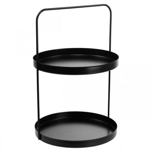 položky Stojánek na dort dekorativní podnos stolní police kovová černá V30cm Ø20cm