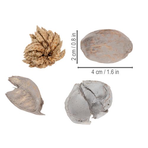 položky Dekorace stolu potpourri s ořechy pro přirozenou letní atmosféru