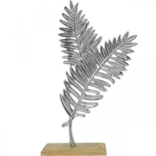 Stolní dekorace kovová dekorace kapradí stříbrná dřevo V54cm Š37cm