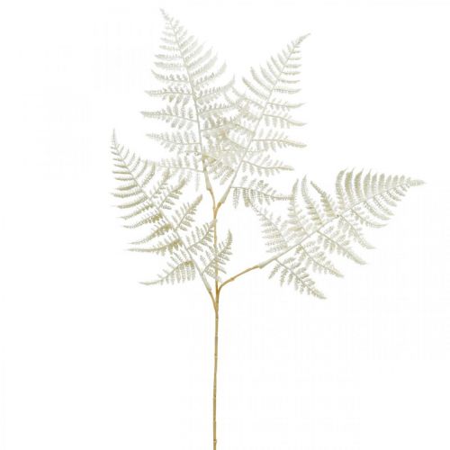 položky Ozdobná listová kapradina, umělá rostlina, kapradinová větev, dekorativní list kapradiny bílá L59cm