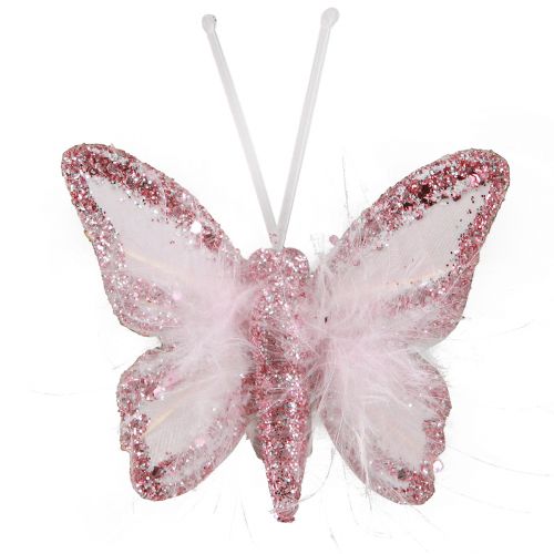 položky Péřová ozdobná spona Butterfly Růžová Bílá 5x4,5cm 4 ks