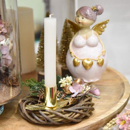 Floristik24 Svícen na pružině, kovová dekorace, svícen, adventní dekorace zlatá Ø2,2cm L13cm 4ks