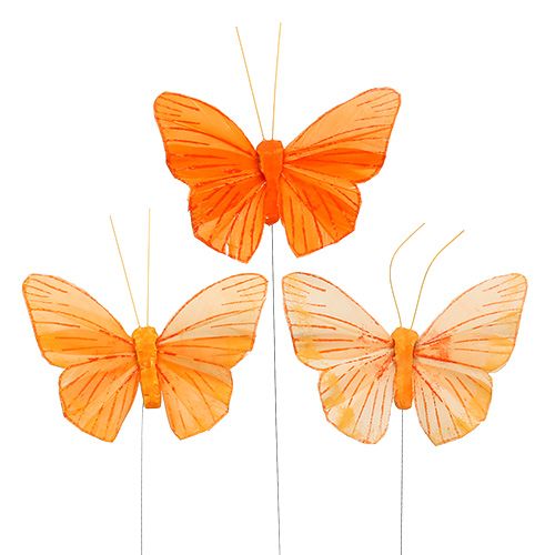 Floristik24 Péřový motýl 8cm oranžový 24ks