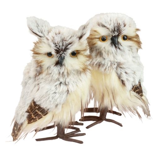 položky Dekorace sovy figurky sovy, dekorace lesních zvířátek 21/22cm bílo-hnědá sada 2 ks