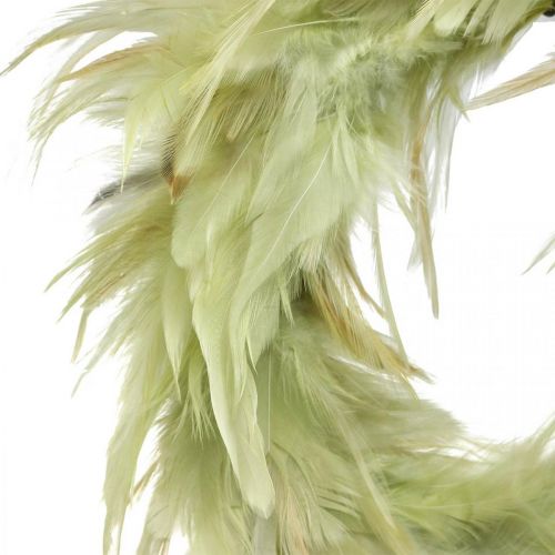položky Ozdobný péřový věnec zelený Ø16cm věnec z pravého peří jarní dekorace