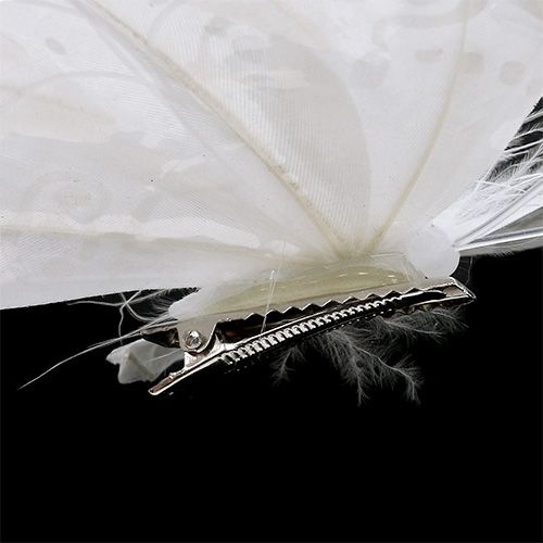 položky Péřový motýl 11,5cm s klipem bílý 3ks