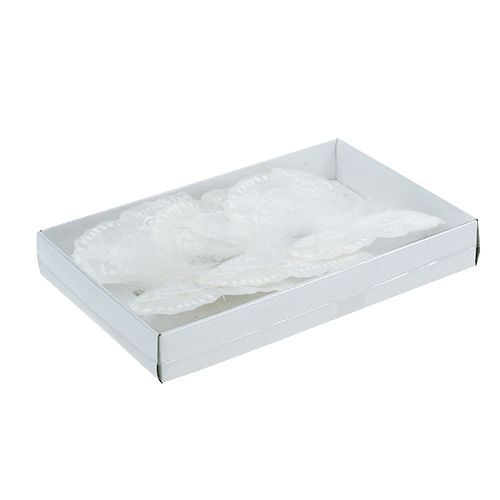 Floristik24 Péřový motýl 11,5cm s klipem bílý 3ks