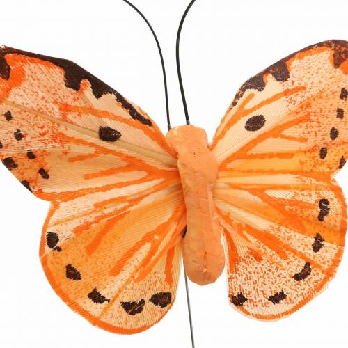 položky Motýl žlutý oranžový na drátě 7 cm drát 24 kusů