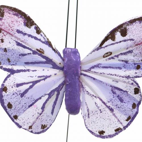 položky Peří motýl kovový drát růžový, fialový 7cm 12 ks