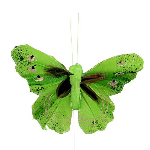 položky Péřový motýl 8,5cm zelený 12ks