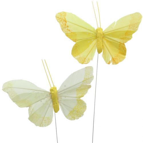 Floristik24 Peří motýli žlutí 8,5cm 12ks