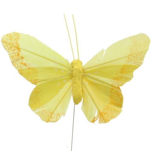 Floristik24 Peří motýli žlutí 8,5cm 12ks