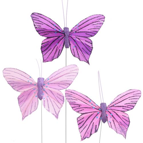 Floristik24 Peří motýlci fialoví 8,5cm 12ks