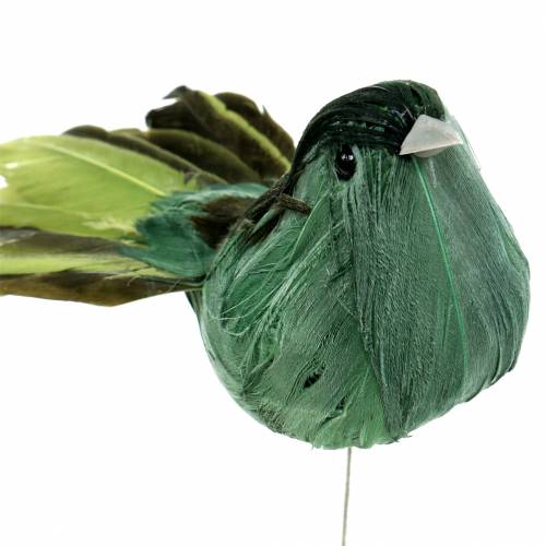 Floristik24 Péřový ptáček na drátě zelený 12cm 4ks