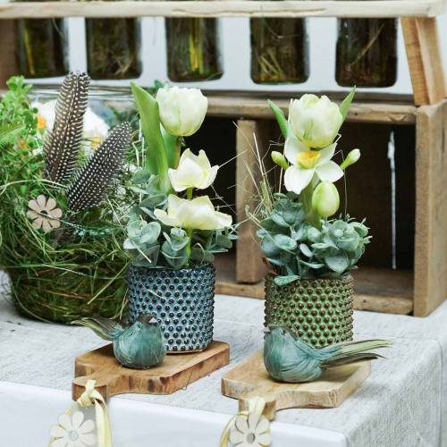 Floristik24 Péřový ptáček na drátě zelený 12cm 4ks