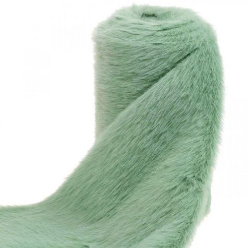 Floristik24 Ozdobná kožešinová stuha zelená umělá kožešina mátová kožešina běhoun na stůl 15 × 150cm