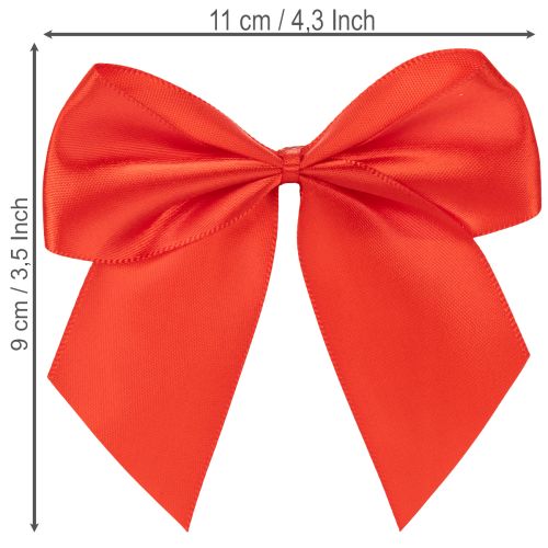 Dekorativní červená mašle, předvázaná pro tvoření a balení, 11 cm, 25 kusů | Floristik24.cz