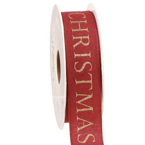 položky Slavnostní vánoční stuha v červené barvě se zlatým nápisem &#39;Merry Christmas&#39;, šířka 25mm, délka 15m