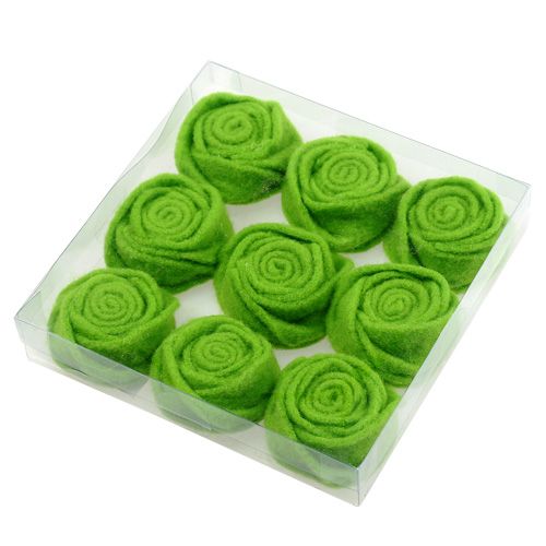 položky Plsť růžově zelená Ø6,5cm 9ks