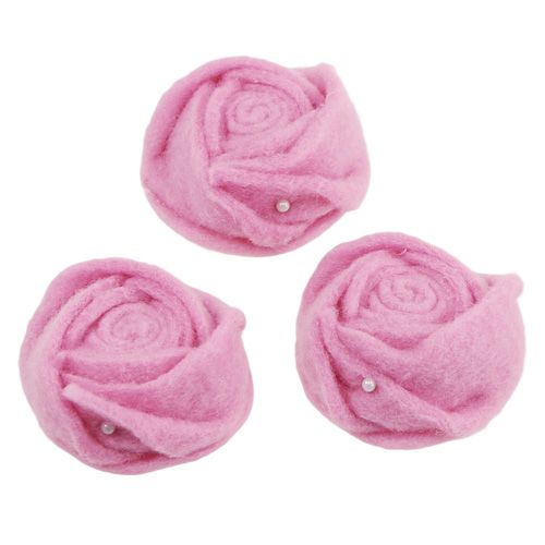 Floristik24 Filc růže růžová Ø6,5cm 9ks
