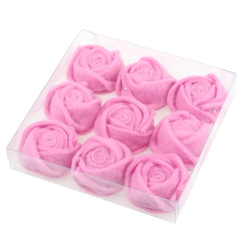 Floristik24 Filc růže růžová Ø6,5cm 9ks