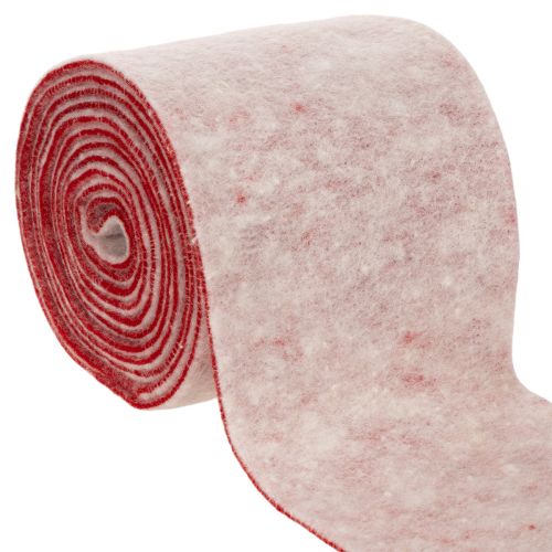 položky Plstěná stuha, 100% vlna, dvoubarevná, jako chňapka, plstěná stuha bílá/červená, 15 cm x 5 m