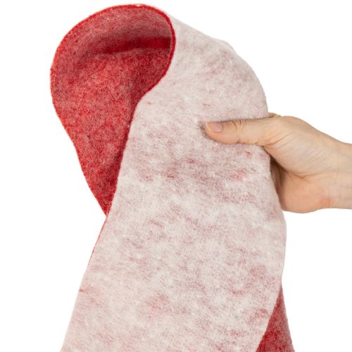 položky Plstěná stuha, 100% vlna, dvoubarevná, jako chňapka, plstěná stuha bílá/červená, 15 cm x 5 m