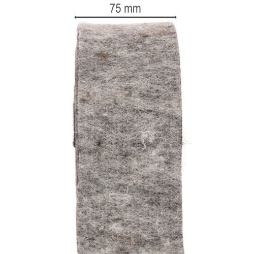 Plstěná páska, popruh na hrnec, 100% vlna, šedo-černá, šířka 7,5 cm, délka 5 m | Floristik24.cz