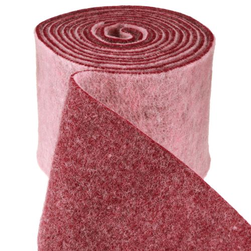 Plstěná stuha ozdobná stuha růžová bobulová vlněná plsť dvoubarevná 15cm 5m