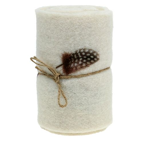 Floristik24 Plstěná stuha krémová se vzorem peříčka 15cm 2m