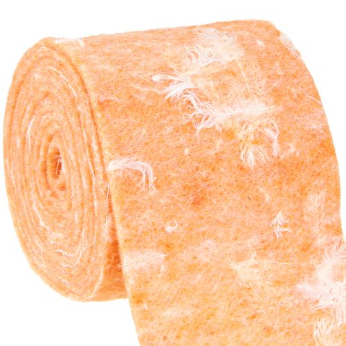 položky Plstěná stuha vlněná stuha dekorační látka oranžová peří vlněná plsť 15cm 5m