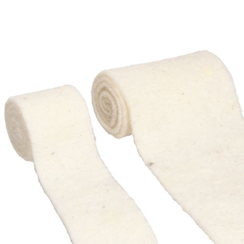 Floristik24 Plstěná stuha Vlněná stuha bílá Š7cm/15cm L100/100cm Sada 2 ks