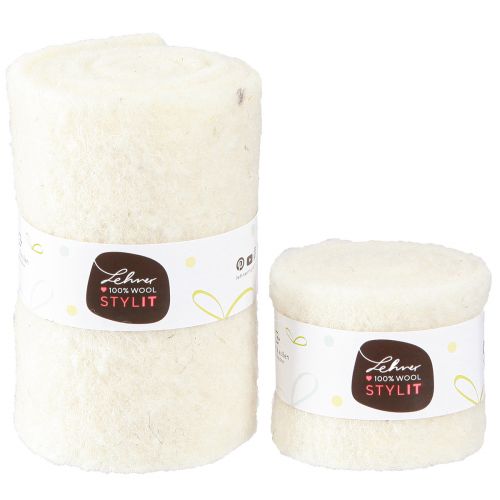 položky Plstěná stuha Vlněná stuha bílá Š7cm/15cm L100/100cm Sada 2 ks