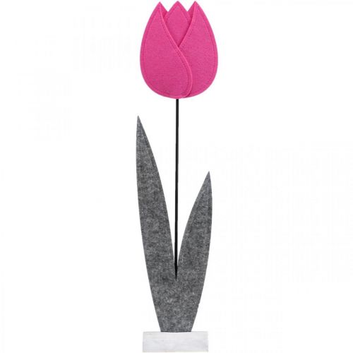 Floristik24 Plstěná květinová plsť deko květina tulipán růžová stolní dekorace V68cm
