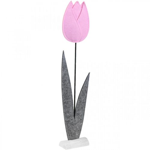 Plstěná květinová plsť deco květina tulipán růžová V68cm