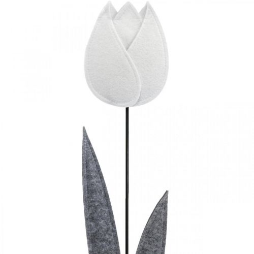 Floristik24 Plstěná květinová plsť deko květina tulipán bílá V68cm