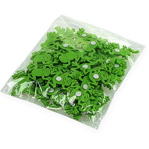 Floristik24 Plstěná žába s lepicí tečkou zelená 5,5cm 72 ks