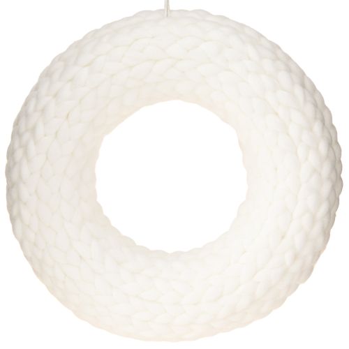 položky Plstěný věnec vlněný filc na zavěšení bílý pletený Ø30cm