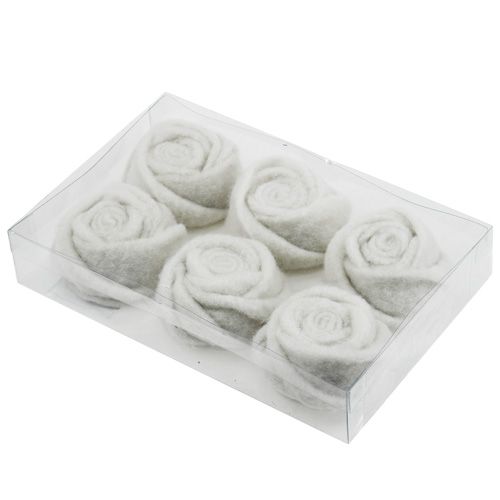Floristik24 Filc růžový bílý Ø8cm V4cm 6ks
