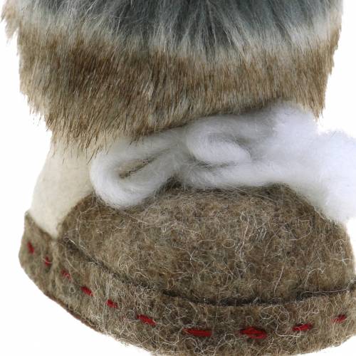 Floristik24 Vánoční ozdoby pár plstěných botiček s kožíškem 10cm x 8cm 2ks