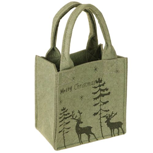 Plstěná taška Veselé Vánoce malá s uchy zelená 15×10cm