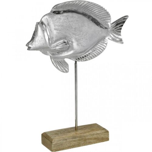 Dekorativní ryba, námořní dekorace, ryba ze stříbrného kovu, barva přírodní V28,5cm