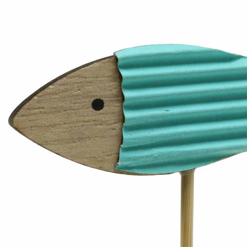 položky Dekorační zátka rybí dřevo tyrkysově modrá bílá 8cm H31cm 24ks