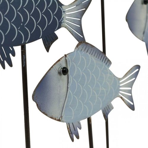 Floristik24 Hejno ryb deko kovových ryb na dřevěném podstavci 32×7×30cm