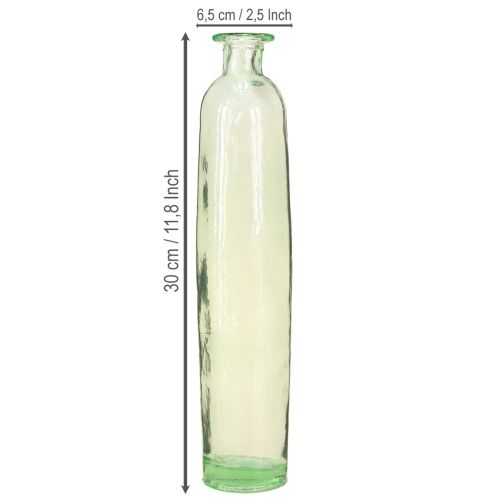 položky Dekorace na láhev váza skleněná čirá/zelená retro Ø6,5cm V30cm
