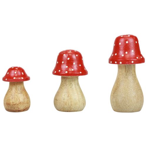 položky Muchomůrka dekorativní houby dřevěné houby podzimní dekorace V6/8/10cm sada 3 ks
