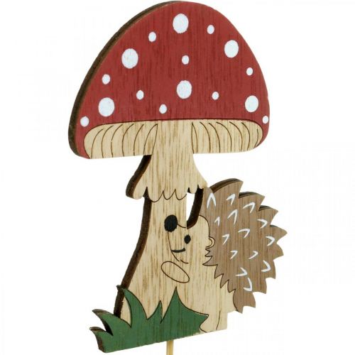 Floristik24 Dekorativní špunty, podzimní dřevěná dekorace, ježek s houbou V11cm L34cm 12ks