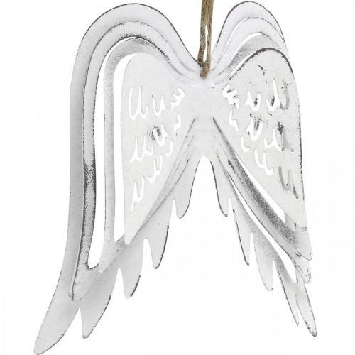 položky Andělská křídla k zavěšení, vánoční dekorace, kovové přívěsky bílé V11,5cm Š11cm 3ks